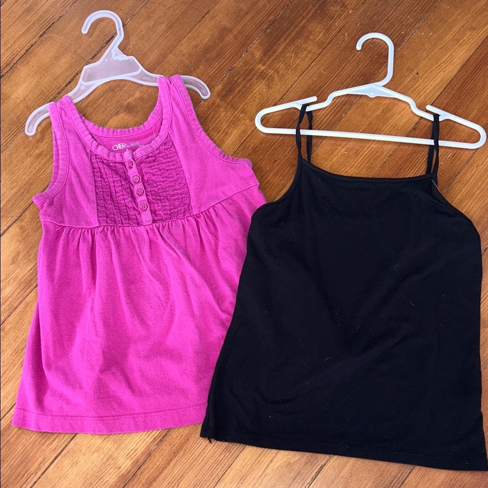 Pink and Black Kids Tank Tops